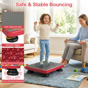 24x20" Kids Rebounder Bouncing Board with Elastic Rope for Ages 3+-Red