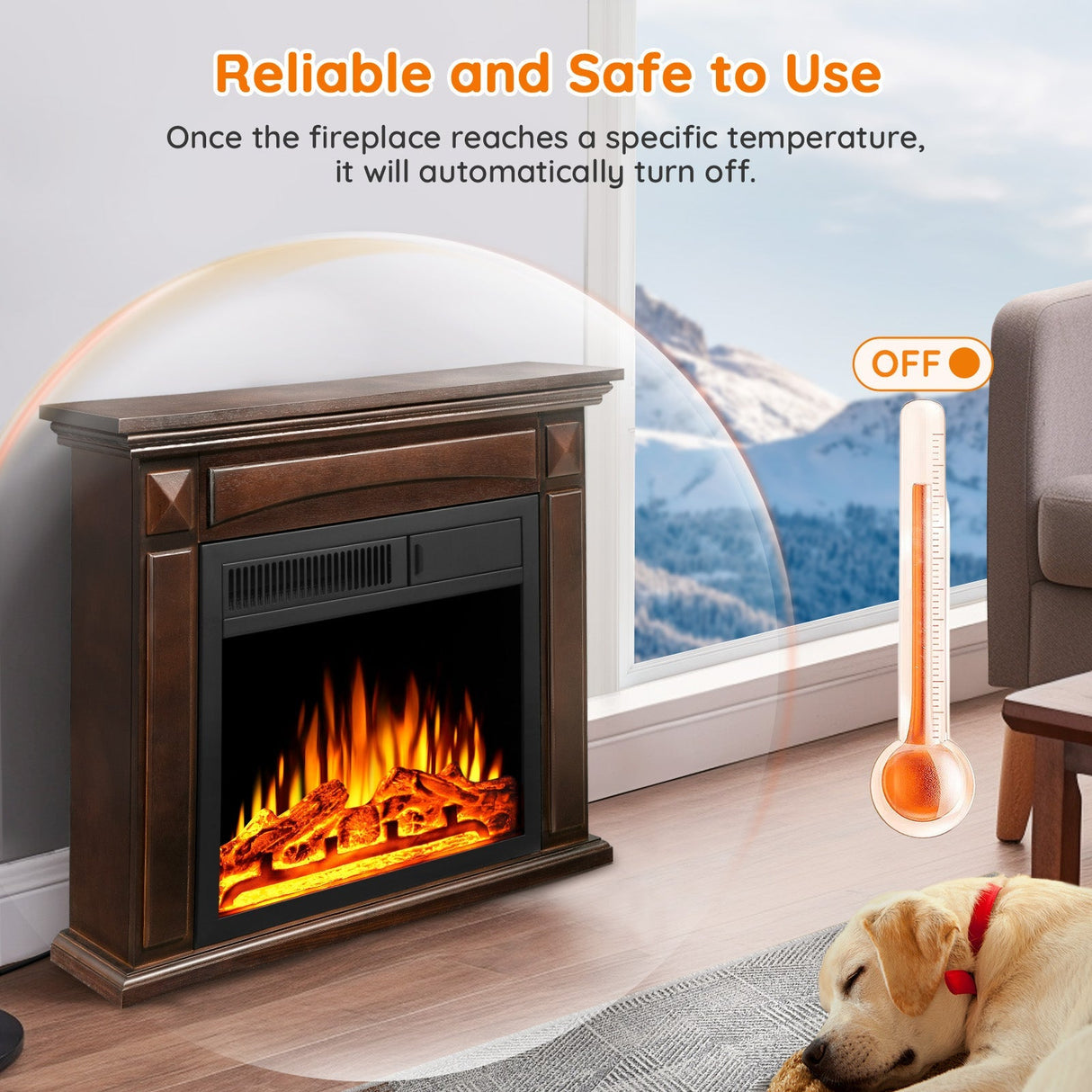 27” Electric Fireplace Mantel Wooden Surround Firebox M1806