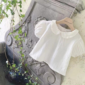 Baby Girl Cute Lapel Short-sleeved Blouse T-shirt