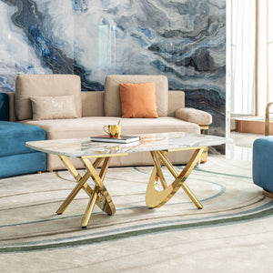 Contemporary Marble Pattern Top Table With Stainless Steel Base by Couch.com