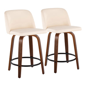 Toriano - Mid Century Modern, Fixed Height Counter Stool & Swivel And Round Footrest (Set of 2) by Couch.com