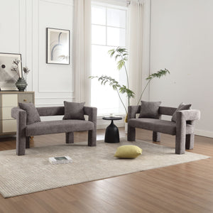 Modern Chenille Loveseat Sofa, Comfy Upholstered 2 Seater by Couch.com