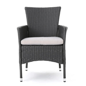 Dimensional Outdoor Dining Chair With Cushion Seat And Iron Frame (Set of 2)