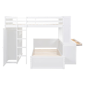 Loft Bed With A Twin Size Standalone Bed, Shelves, Desk, And Wardrobe by Couch.com