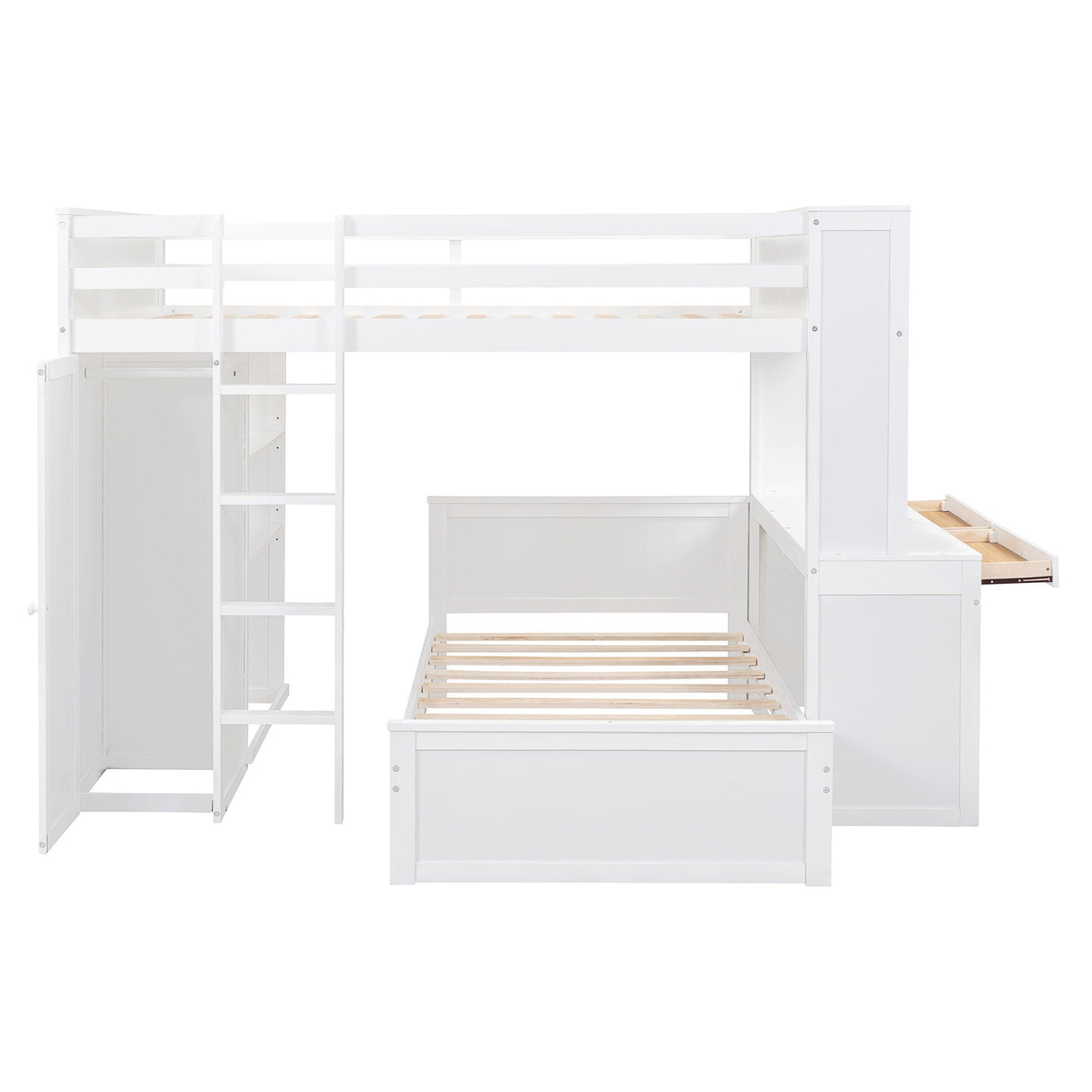 Loft Bed With A Twin Size Standalone Bed, Shelves, Desk, And Wardrobe by Couch.com
