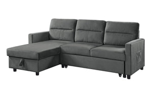 Ivy - Velvet Reversible Sleeper Sectional Sofa With Storage Chaise And Side Pocket by Couch.com