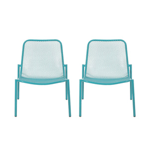 Outdoor Iron Chair With Mesh Design - Teal by Couch.com