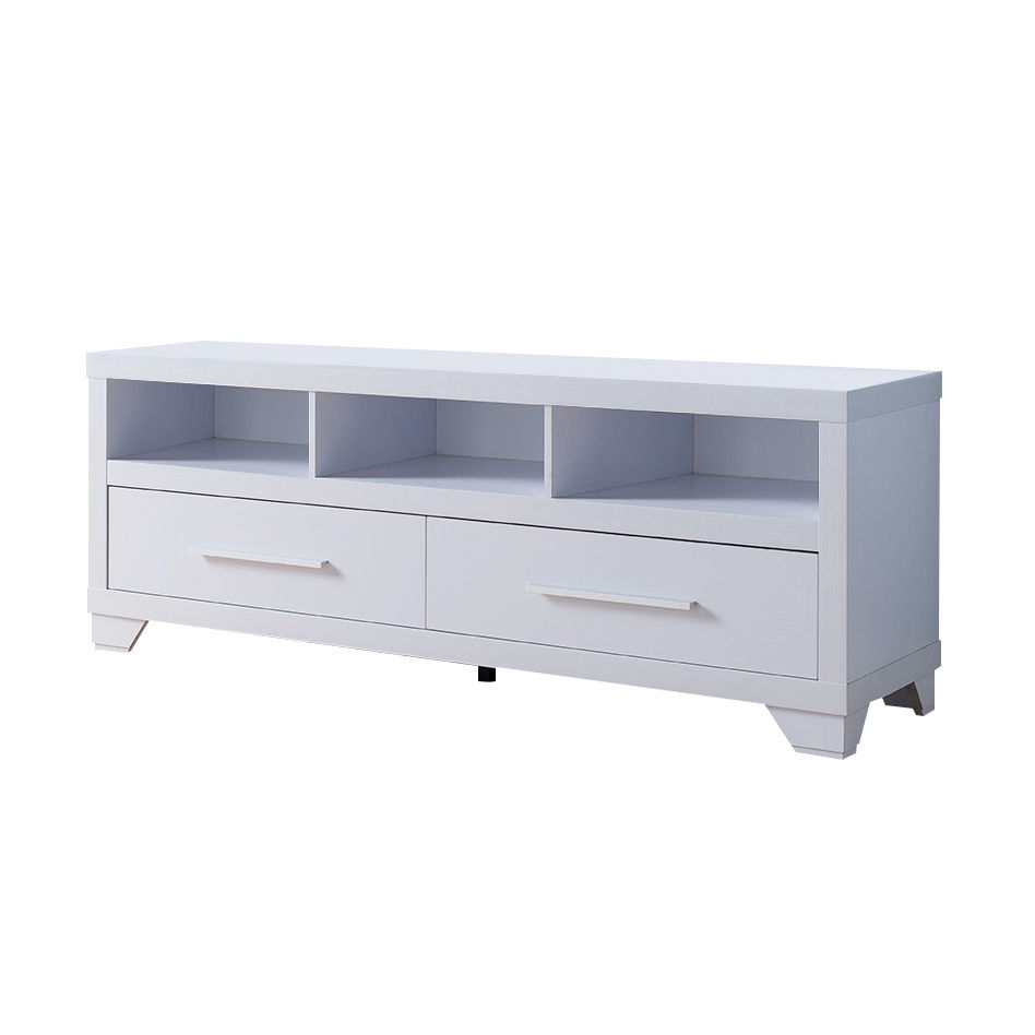 Modern White TV Media Stand, Home Entertainment Center With Open Shelving And Two Drawers - White by Couch.com