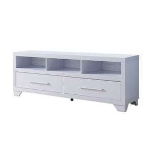 Modern White TV Media Stand, Home Entertainment Center With Open Shelving And Two Drawers - White by Couch.com