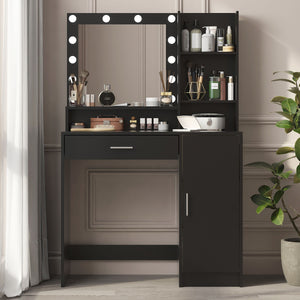 Vanity Desk With Mirror & Light, Large Drawer Three Level Storage Dresser, 3 Lighting Modes Adjustable Brightness, Bedroom Dressing Table by Couch.com