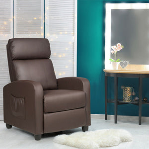 Recliner Sofa Wingback Chair with Massage Function-Brown