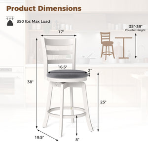 25"/30.5" Swivel Barstools Set of 2  360 ° Rotating Bar/Counter Height Chairs with Upholstered Seat-25 Inch