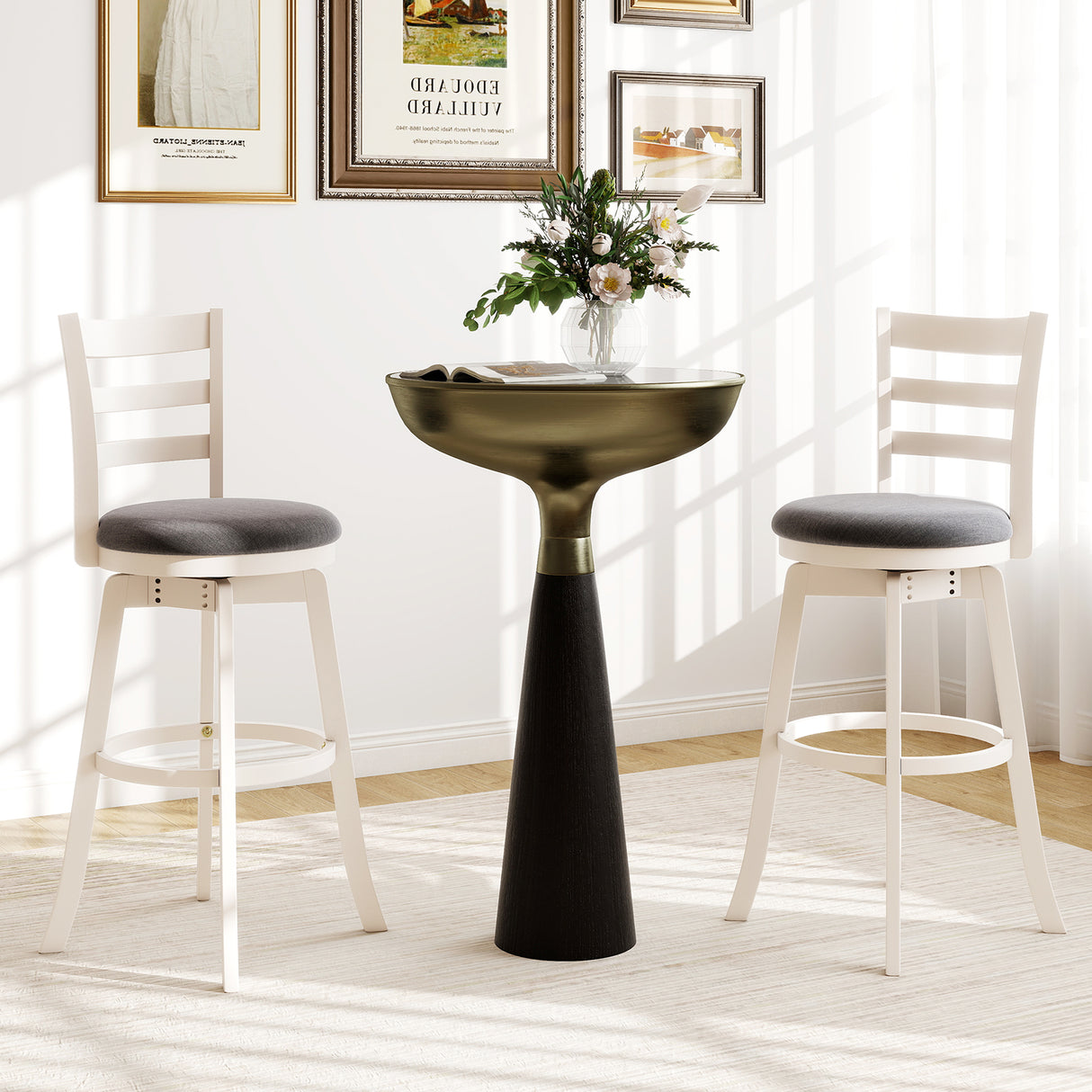 25"/30.5" Swivel Barstools Set of 2  360 ° Rotating Bar/Counter Height Chairs with Upholstered Seat-30.5 Inch