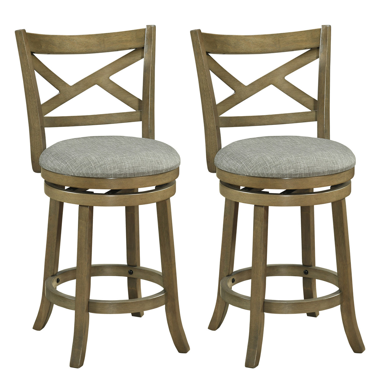 25/30 Inch Swivel Bar Stools Set of 2 with Backrests and Wood Frame-25 inches