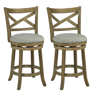 25/30 Inch Swivel Bar Stools Set of 2 with Backrests and Wood Frame-25 inches