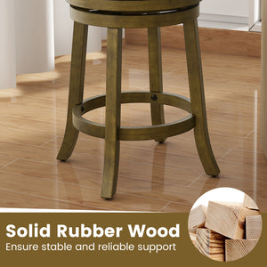 25/30 Inch Swivel Bar Stools Set of 2 with Backrests and Wood Frame-25 inches