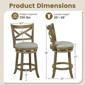 25/30 Inch Swivel Bar Stools Set of 2 with Backrests and Wood Frame-25 inches