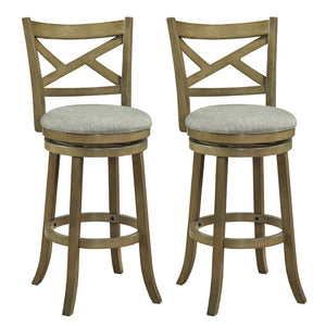 25/30 Inch Swivel Bar Stools Set of 2 with Backrests and Wood Frame-30 inches