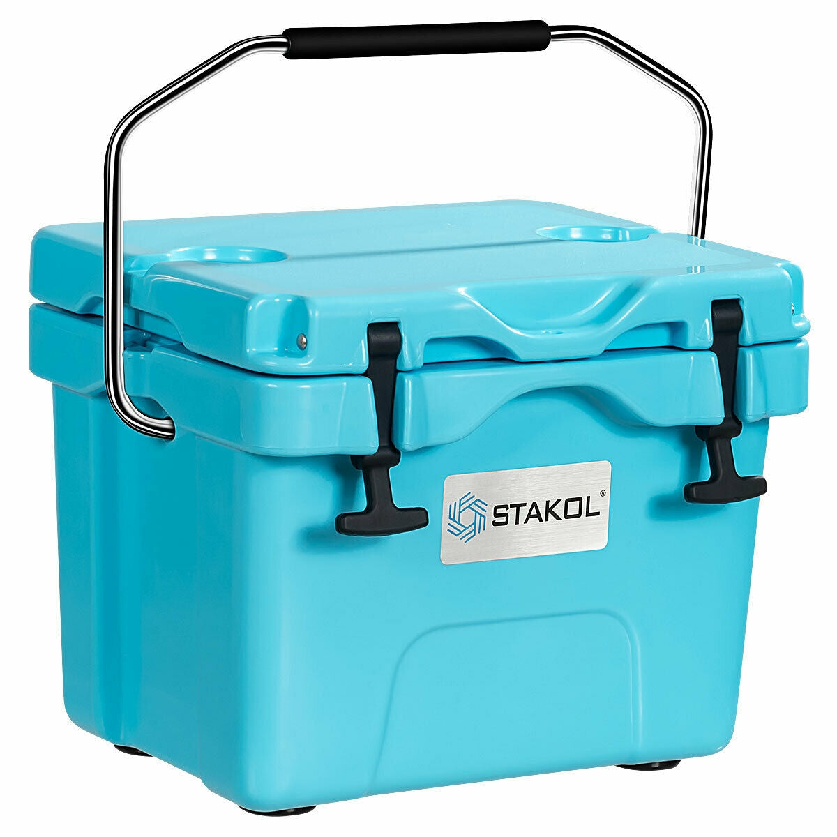 16 Quart 24-Can Capacity Insulated Ice Cooler with 2 Cup Holders-Khaki