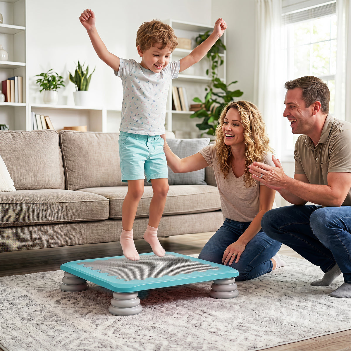 25.5 Inch Kids Mini Trampoline with 4 Removable and Non-Slip Foot Pads-Blue