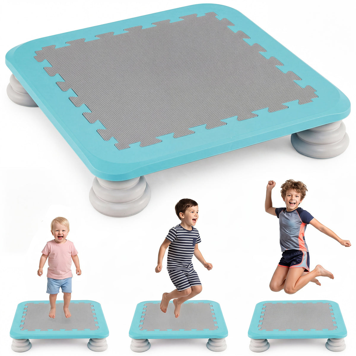 25.5 Inch Kids Mini Trampoline with 4 Removable and Non-Slip Foot Pads-Blue