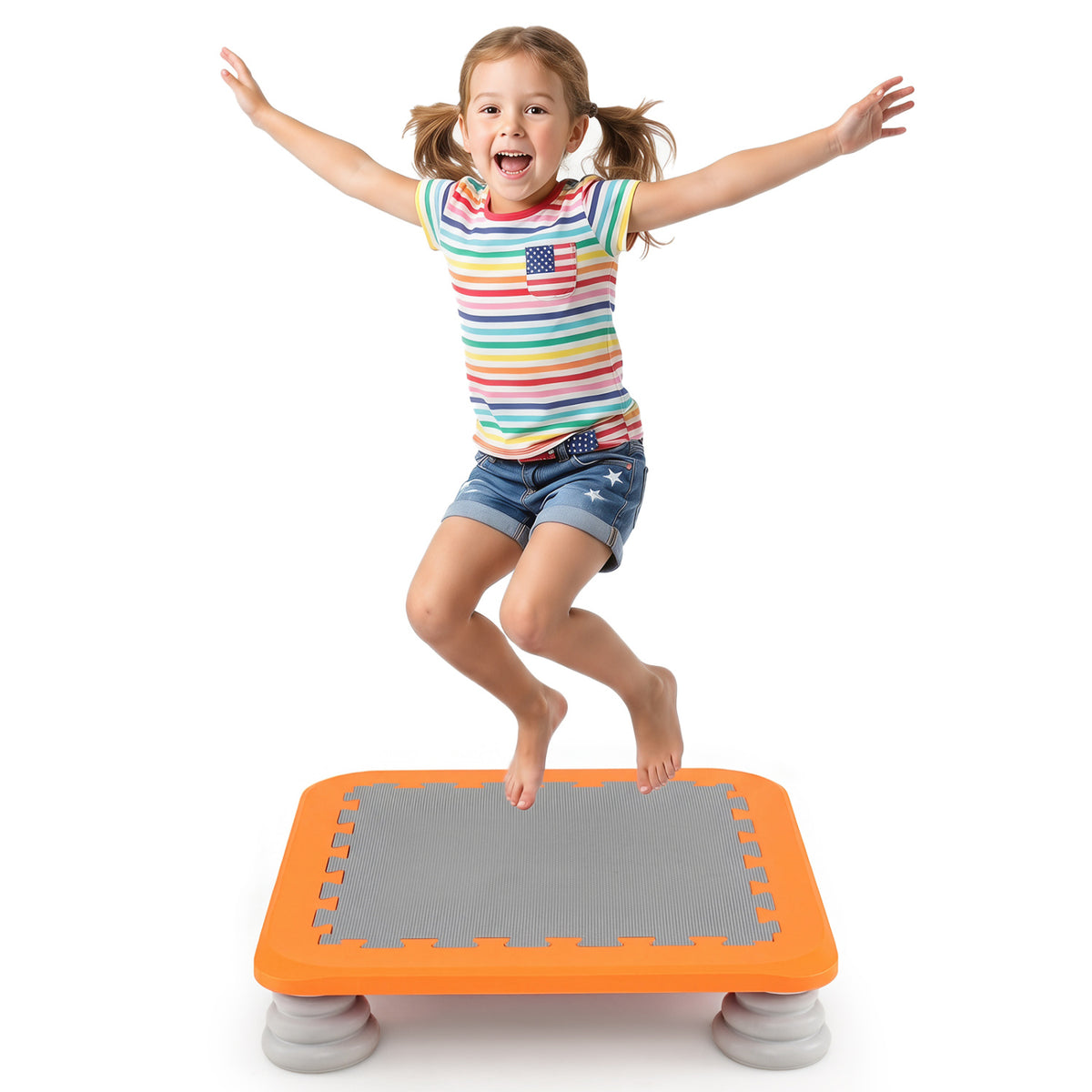 25.5 Inch Kids Mini Trampoline with 4 Removable and Non-Slip Foot Pads-Orange