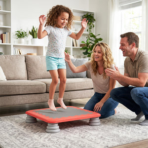 25.5 Inch Kids Mini Trampoline with 4 Removable and Non-Slip Foot Pads-Red