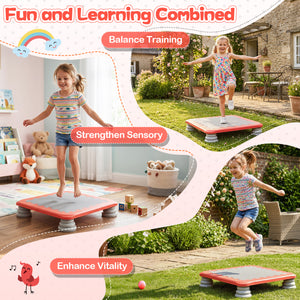 25.5 Inch Kids Mini Trampoline with 4 Removable and Non-Slip Foot Pads-Red