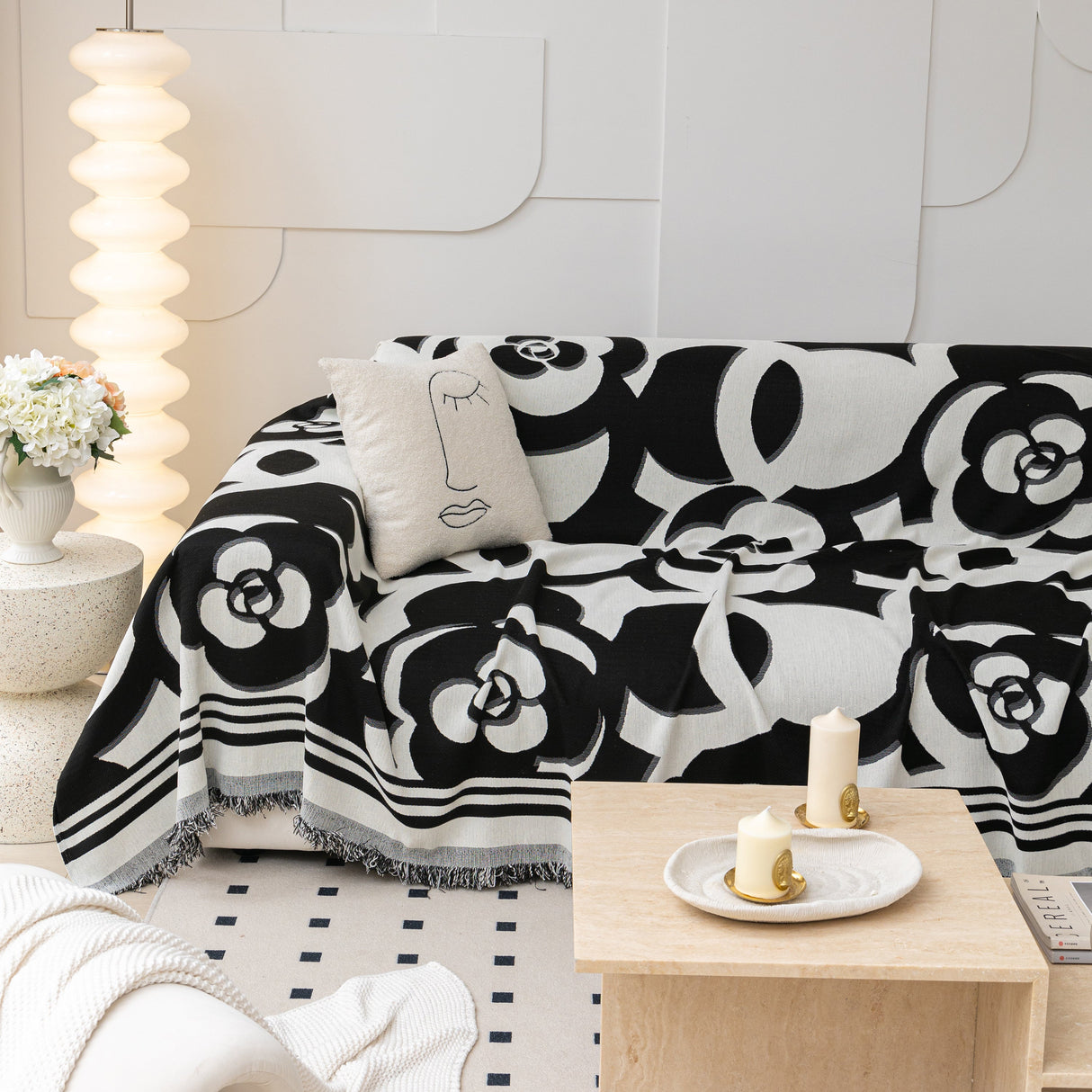 Chenille Sofa Cover Blanket, Couch Cover Blanket Throws for Couches Living Room Furniture Throw Covers