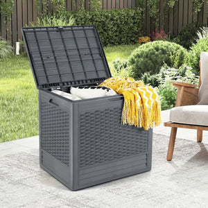 25 Gallon Outdoor Storage Box with Rattan Patterns-Gray