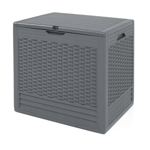 25 Gallon Outdoor Storage Box with Rattan Patterns-Gray