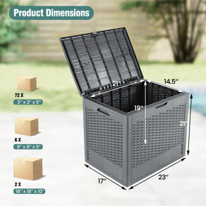 25 Gallon Outdoor Storage Box with Rattan Patterns-Gray