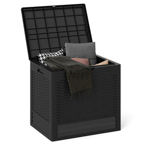 25 Gallon Outdoor Storage Box with Rattan Patterns-Black