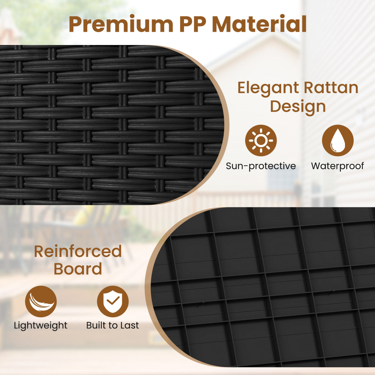 25 Gallon Outdoor Storage Box with Rattan Patterns-Black