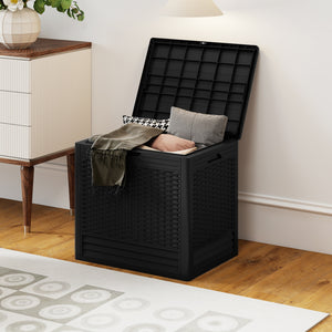 25 Gallon Outdoor Storage Box with Rattan Patterns-Black