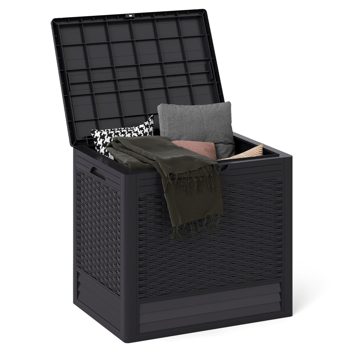25 Gallon Outdoor Storage Box with Rattan Patterns-Brown