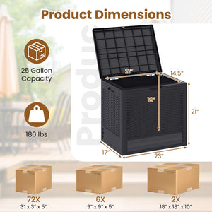 25 Gallon Outdoor Storage Box with Rattan Patterns-Brown