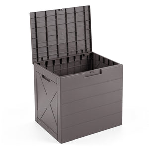 25 Gallon Storage Bin with Lid Carry Handles and Lock Hole for Patio Furniture Accessories-Gray