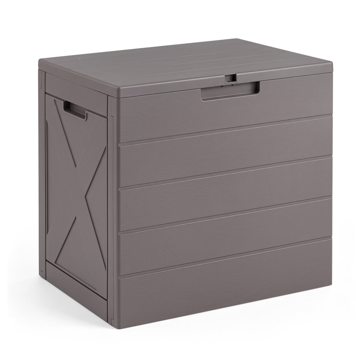 25 Gallon Storage Bin with Lid Carry Handles and Lock Hole for Patio Furniture Accessories-Gray