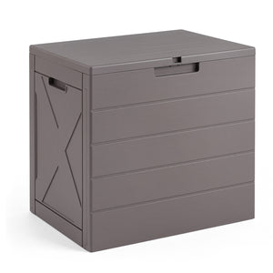 25 Gallon Storage Bin with Lid Carry Handles and Lock Hole for Patio Furniture Accessories-Gray