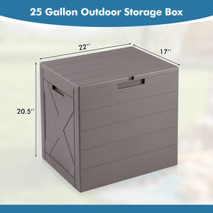 25 Gallon Storage Bin with Lid Carry Handles and Lock Hole for Patio Furniture Accessories-Gray