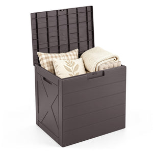 25 Gallon Storage Bin with Lid Carry Handles and Lock Hole for Patio Furniture Accessories-Brown