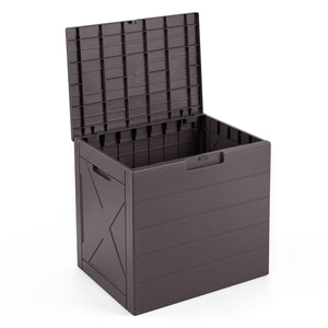 25 Gallon Storage Bin with Lid Carry Handles and Lock Hole for Patio Furniture Accessories-Brown