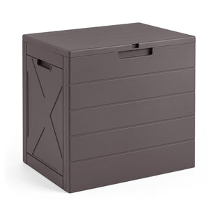 25 Gallon Storage Bin with Lid Carry Handles and Lock Hole for Patio Furniture Accessories-Brown