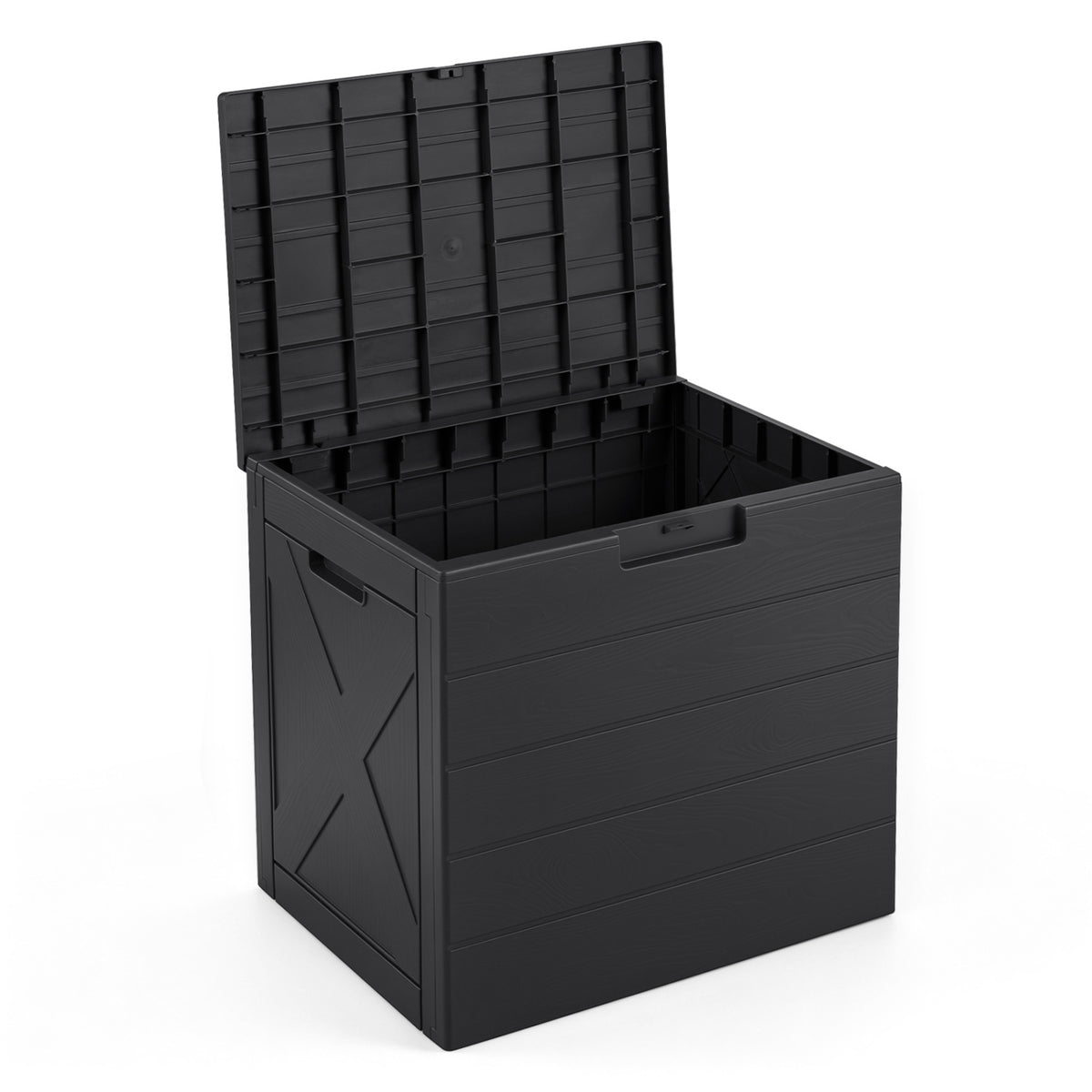25 Gallon Storage Bin with Lid Carry Handles and Lock Hole for Patio Furniture Accessories-Black