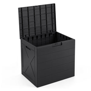 25 Gallon Storage Bin with Lid Carry Handles and Lock Hole for Patio Furniture Accessories-Black