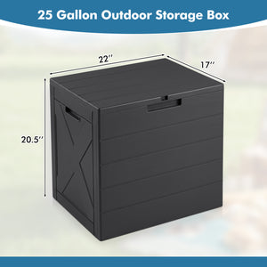 25 Gallon Storage Bin with Lid Carry Handles and Lock Hole for Patio Furniture Accessories-Black