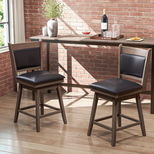 25/29 Inch Padded Bar Stools Set of 2 with Swivel Seat and Footrest-25 Inch
