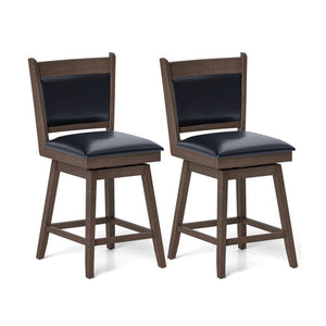 25/29 Inch Padded Bar Stools Set of 2 with Swivel Seat and Footrest-25 Inch