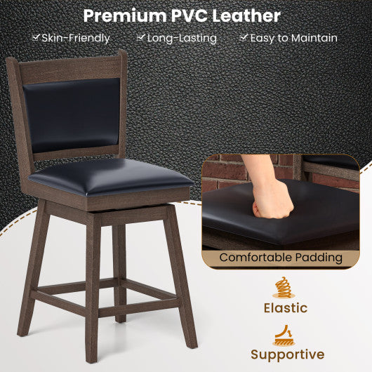 25/29 Inch Padded Bar Stools Set of 2 with Swivel Seat and Footrest-25 Inch